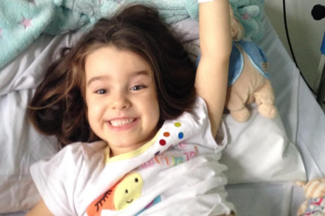 Abigail during treatment at Sheffield Children's