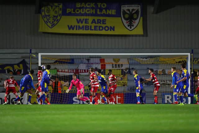 Rovers played in the opening game at AFC Wimbledon’s new Plough Lane ground last season. The match ended 2-2. Photo: Catherine Ivill/Getty Images