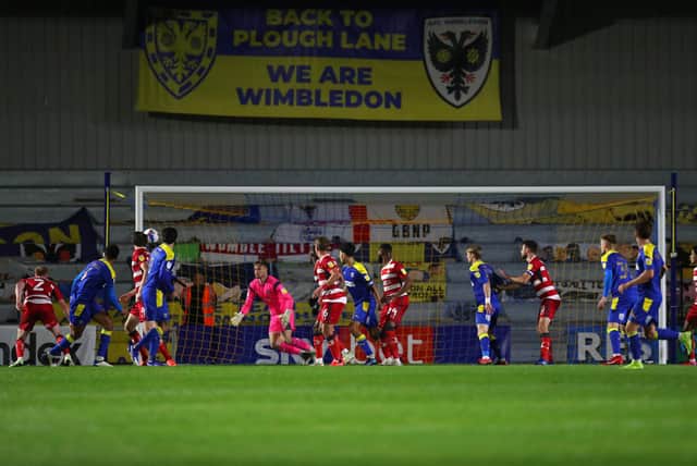Rovers played in the opening game at AFC Wimbledon’s new Plough Lane ground last season. The match ended 2-2. Photo: Catherine Ivill/Getty Images