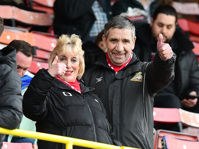 Doncaster Rovers fans ahead of victory at Swindon.