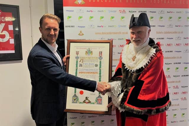 James Coppinger received his Freedom of the Borough award on Tuesday. Picture courtesy of Doncaster Council