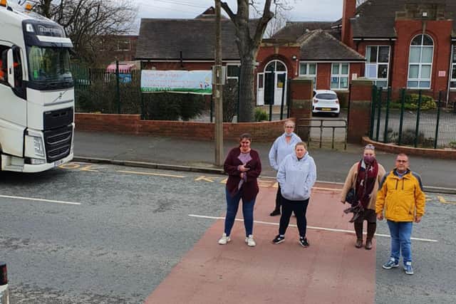 Campaigners on Edlington Lane, where they want a crossing
