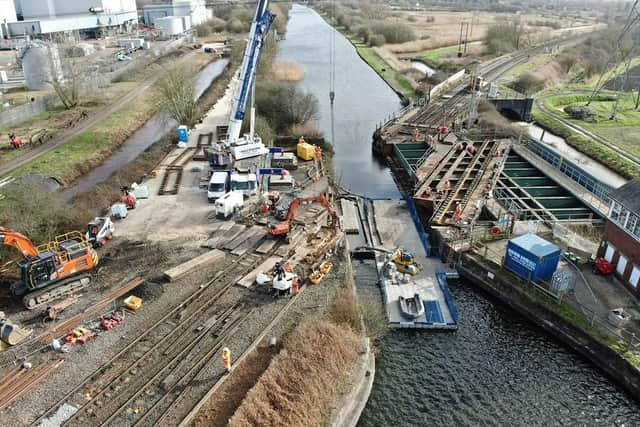 Work has been completed on the unique sliding bridge.