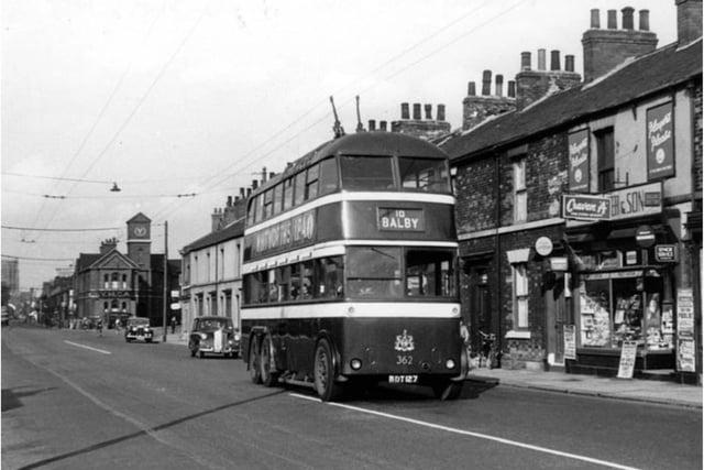 A bus heads for Balby back in the 1960s.