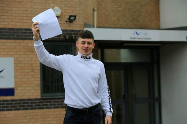 A-Level results day at Don Valley School, Jossey Lane, Scawthorpe. Pictured is Taylor Sheldon.