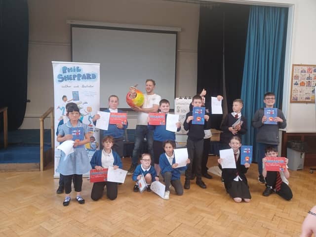 Phil Sheppard on a previous visit to Doncaster School for the Deaf