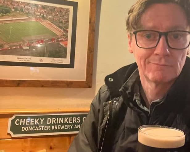 Ed Byrne enjoyihng a pint of IPA.