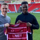 Kieran Agard with Rovers boss Gary McSheffrey