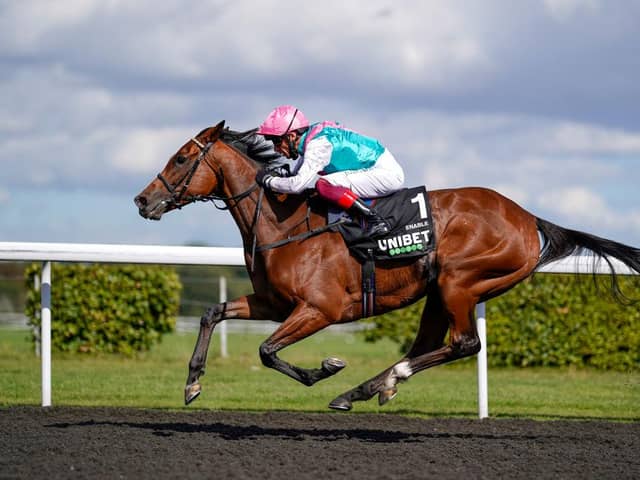 Frankie Dettori riding Enable at Kempton Park last month. Photo by Alan Crowhurst/Getty Images