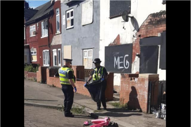 Police have come under fire for litter picking on a hell-hole Doncaster estate.