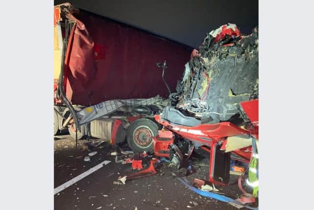 This was the scene on the M180 between Thorne and Belton last night after a shocking crash which closed the carriageway.