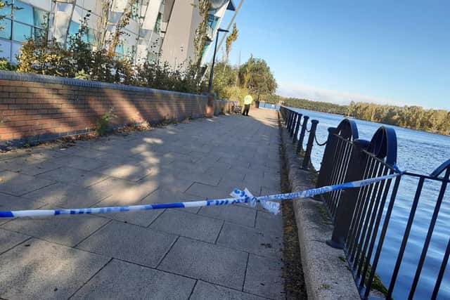Lakeside crime scene, Doncaster. Police have sealed off part of the area