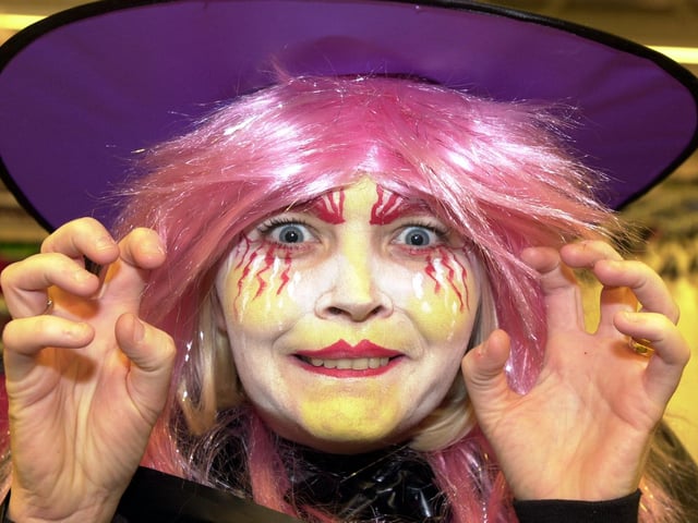 Doncaster Asda's Karen Brogan in Halloween costume at the store's firework display  in 2000