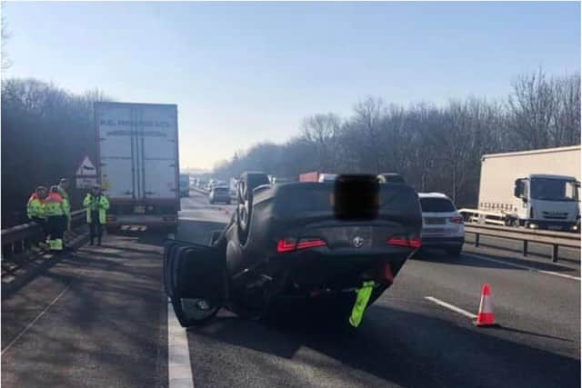 Drivers on the opposite carriageway filmed and took pictures of the crash.