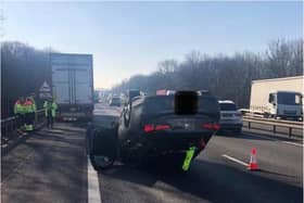Drivers on the opposite carriageway filmed and took pictures of the crash.