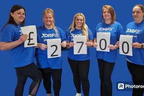 The five strong team raised £2,700 to help diabetes patients after completing a gruelling triathlon challenge.