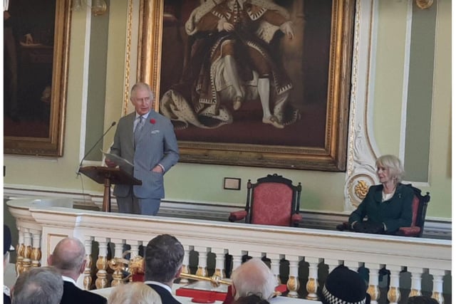 King Charles delivers his speech at the Mansion House.