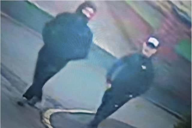 A CCTV image of two men spotted near the scene of the incident.