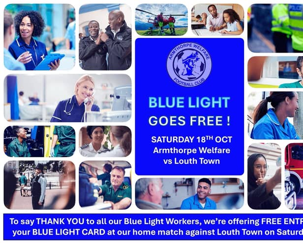 Blue Light Card holders go FREE at Armthorpe Welfare FC vs Louth Town on Saturday 18th October