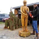 Chainsaw artist create life-size WW2 soldier for Remembrance Day