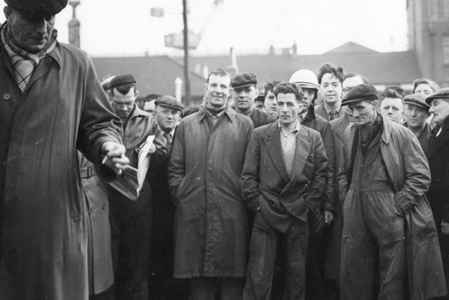 A shipyard strike in 1957. Is there someone you know in this photo