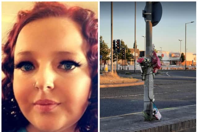 Floral tributes have been left at the scene of a fatal road crash in Doncaster where 20-year-old Sarah Oliver died.