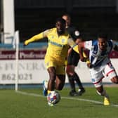 Hakeeb Adelakun, pictured (left) on loan at Gillingham last season, has joined Doncaster Rovers on loan until the end of the season (Credit: Mark Fletcher | MI News)