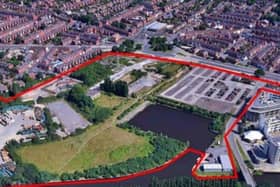 The area outlined where the new hospital would be along the town centre Waterfront