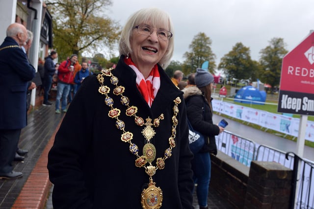 Chesterfield Mayor Councillor Glenys Falconer who started the race