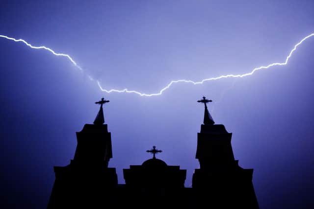 Lightning in the village of Kreva, some 100 km northwest of Minsk, on June 9, 2020. Picture: SERGEI GAPON/AFP via Getty Images.