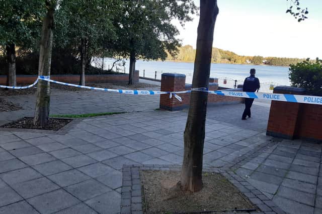 Lakeside crime scene, Doncaster. Police have sealed off part of the area
