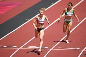 Beth Dobbin in action in the 200m heats at the Tokyo Olympics. Photo by Matthias Hangst/Getty Images
