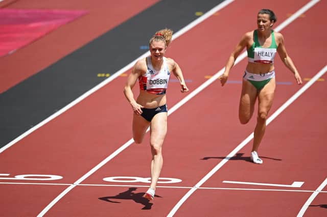 Beth Dobbin in action in the 200m heats at the Tokyo Olympics. Photo by Matthias Hangst/Getty Images