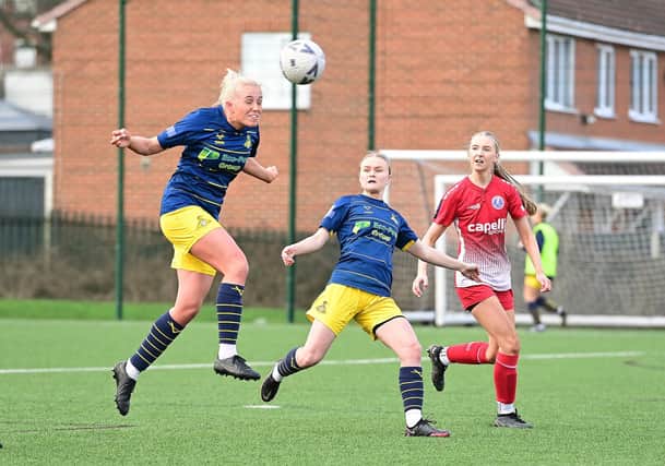 Belles' Pheobe Sneddon in action during the semi-final win over Barnsley. (Picture Howard Roe/AHPIX LTD).