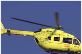 The air ambulance has been at the scene on the M18 this afternoon.