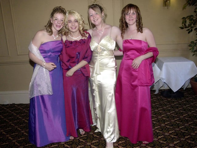 Mexborough School sixth form leavers prom at the Danum Hotel, Doncaster. Pictured from left, Sarah Carter (18), Sam Stephenson (17), Becky Coots (18), Amanda Watkins (18), November 2000