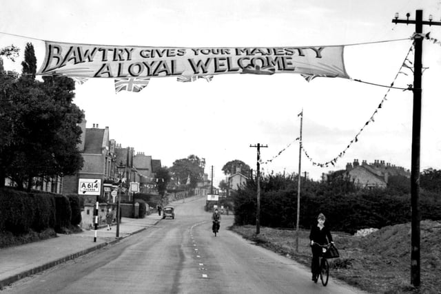This large banner erected in Station Road at Bawtry was there to greet Her Majesty The Queen as she left Bawtry station by car on her journey to Doncaster