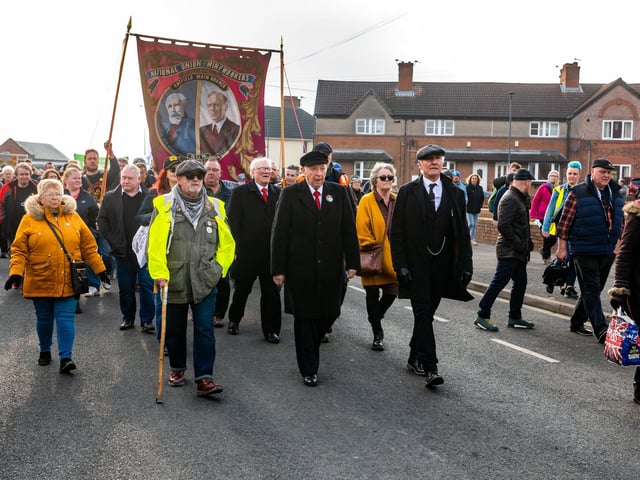 The veteran NUM leader lead the parade to mark the 40th anniversary of the Miners' Strike.