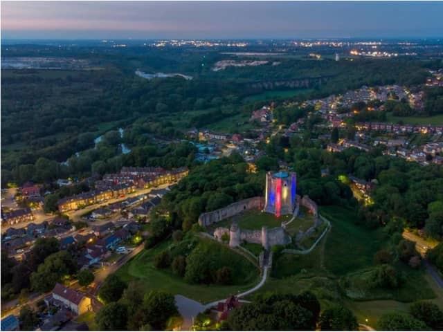 Conisbrough Castle was lit up in red, white and blue for the Jubilee weekend. (Photo: English Heritage/Conisbrough Castle).