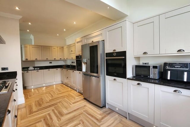 The well equipped dining kitchen is part of a wider open plan arrangement.
