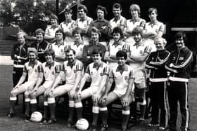 Doncaster Rovers' squad for 1980-81 that went on to win promotion. Back row l-r: Shaun Flanagan, Stewart Mell, Alan Warboys, Willie Boyd, Pat Lally, Billy Russell and Steve Daniels. Middle row: Gerry Delahunt - physiotherapist, Cyril Knowles - Coach), Alan Little, Steve Lister, Mark Shipley, John Dowie, David Bradley, Billie Bremnar - Manager, Dave Bentley - coach)  Front row: Glynn Snodin, Daral pugh, Hugh Dowd, Ian Nimmo and Michael Oates.