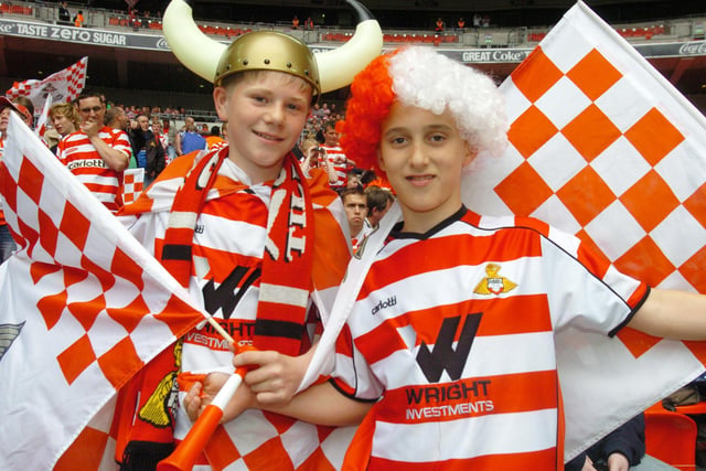 Rovers supporters Callum Wiffen, 13 and James Padgett, 12, both of Armthorpe, at Wembley in 2008