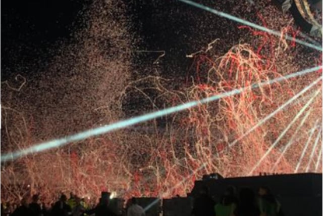 The spectacular show included streamers and confetti cannons - which were apparently 'a ball ache' to get right.