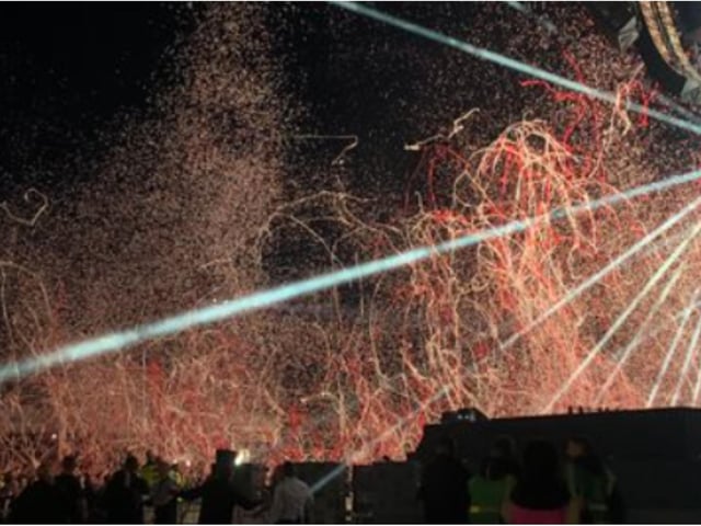 The spectacular show included streamers and confetti cannons - which were apparently 'a ball ache' to get right.