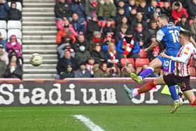Tommy Rowe drills in Rovers' second goal at Sunderland. Picture: Andrew Roe/AHPIX