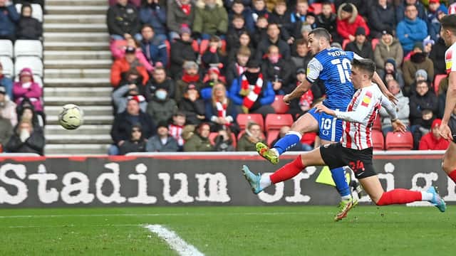 Tommy Rowe drills in Rovers' second goal at Sunderland. Picture: Andrew Roe/AHPIX
