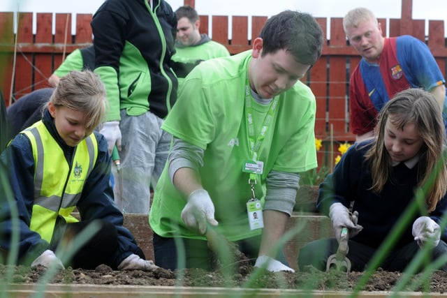 Pupils from West Boldon Primary helped out with this initiative 9 years ago when Asda graduate staff donated funds to Boldon Community Garden. Have you spotted someone you know?