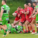 Sam Smeaton celebrates his record breaking try. Picture: Howard Roe/AHPIX.com