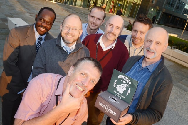 Doncaster Councils public health team pictured l-r Andy Collins, Steve Presley, Nick Germain, Tony Baxter, Andy Maddison, Alan Lowther and Victor Joseph embraced their moustaches in 2013