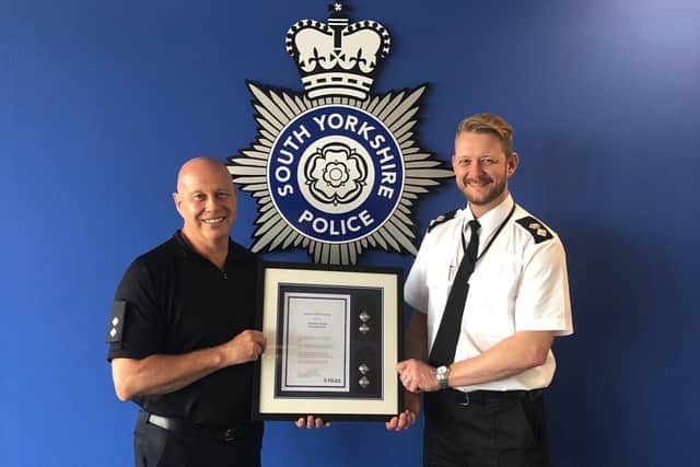 Mark is pictured below receiving a commendation for his service from our District Commander, Chief Superintendent Ian Proffitt